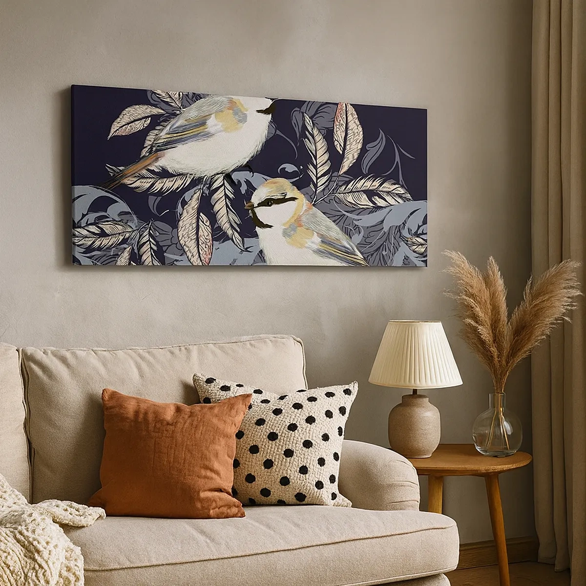 Lærredstryk - Billede på lærred - Gul-blå espalier - 30x30 cm