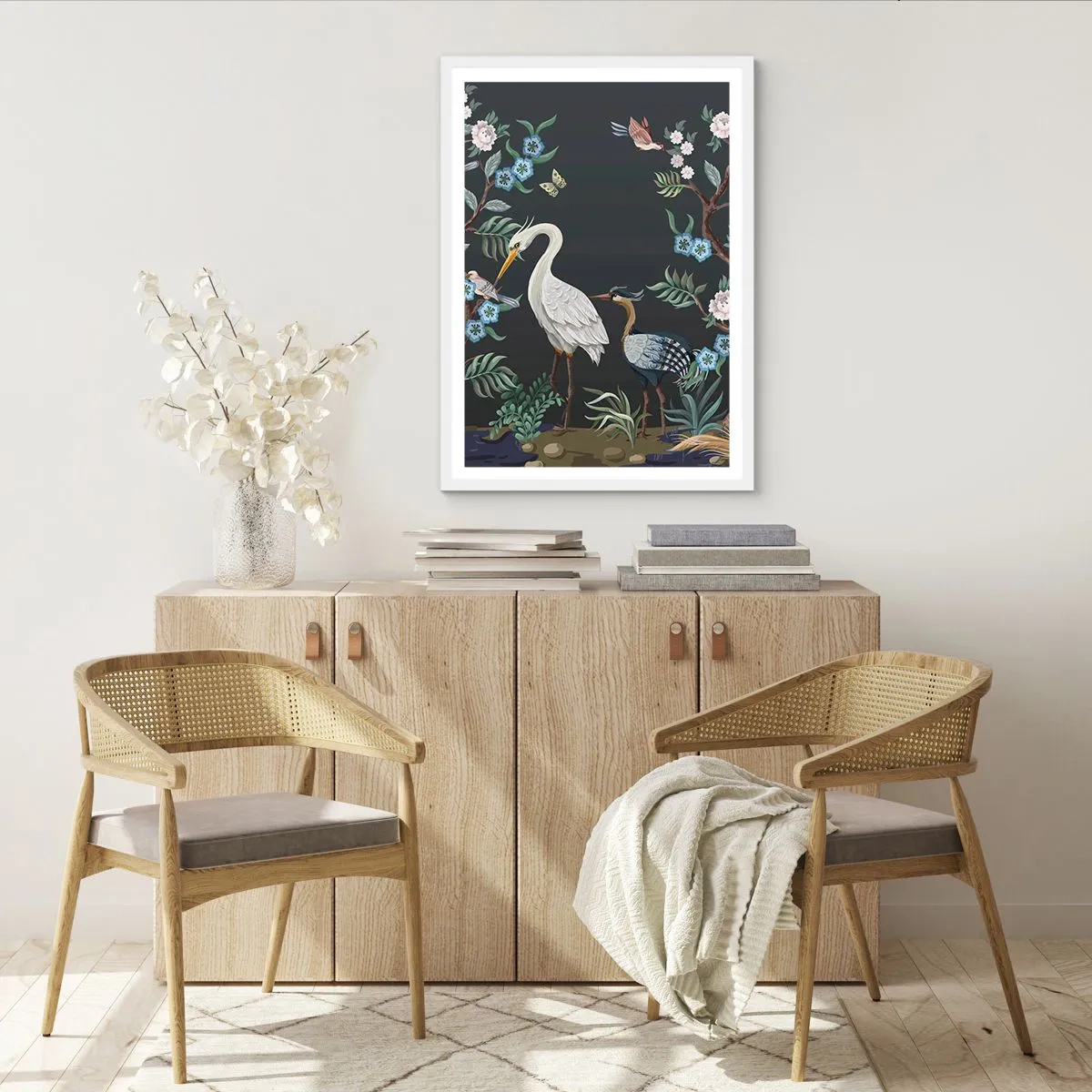 Plakat i hvid ramme - Fugleparade - 70x100 cm