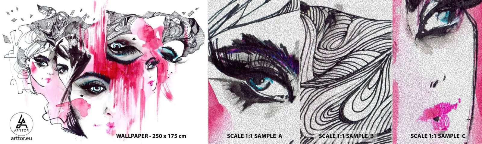 Prøve Fototapet Premium Sand - , - Kvindens øje, Kvindens ansigt, Stykke - 100x30 cm