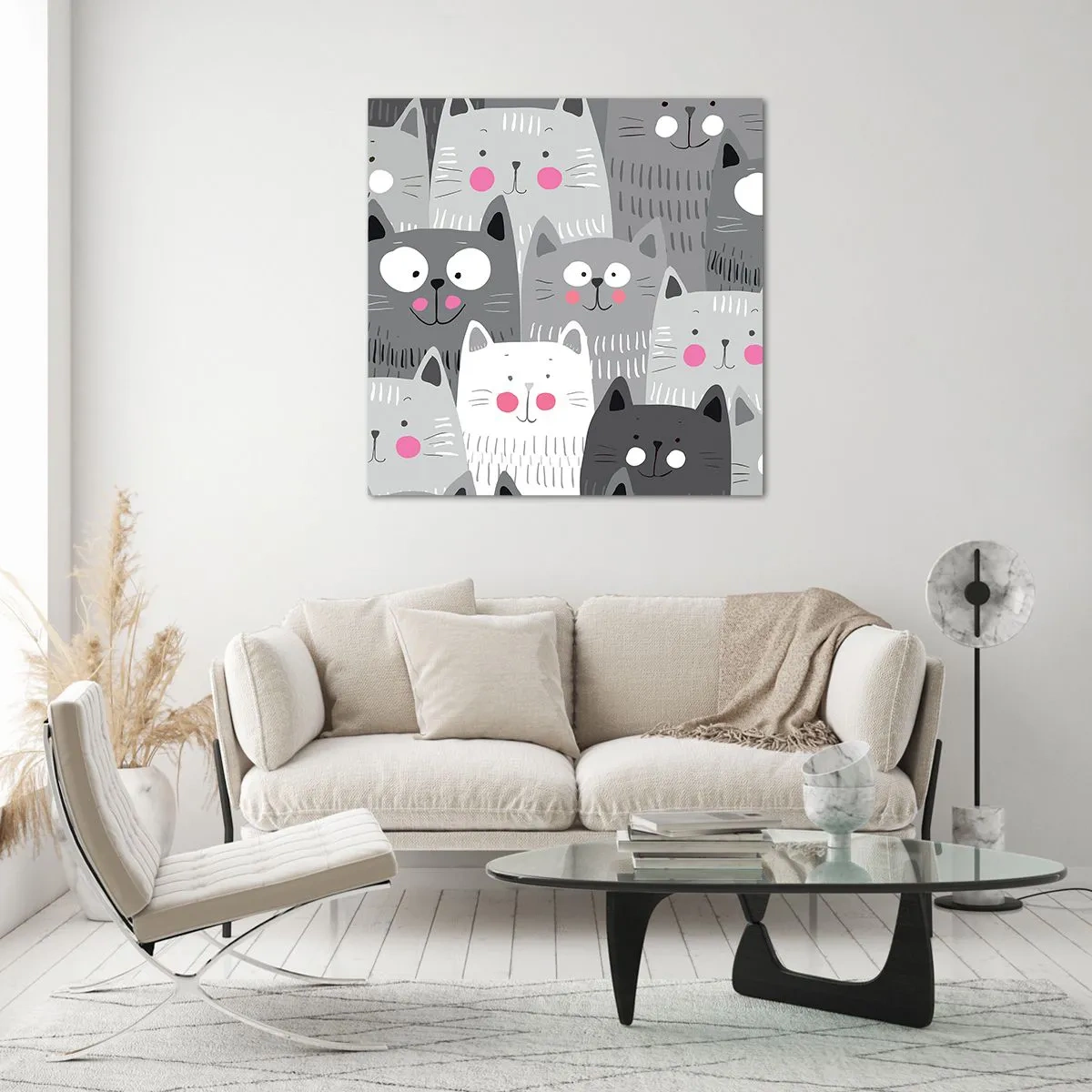 Billede på glas - Kattens verden - 30x30 cm