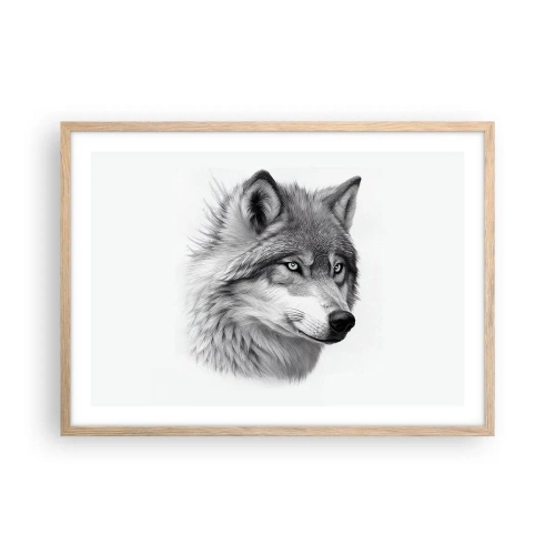 Plakat i ramme af lyst egetræ - Alpha - uden tvivl - 70x50 cm