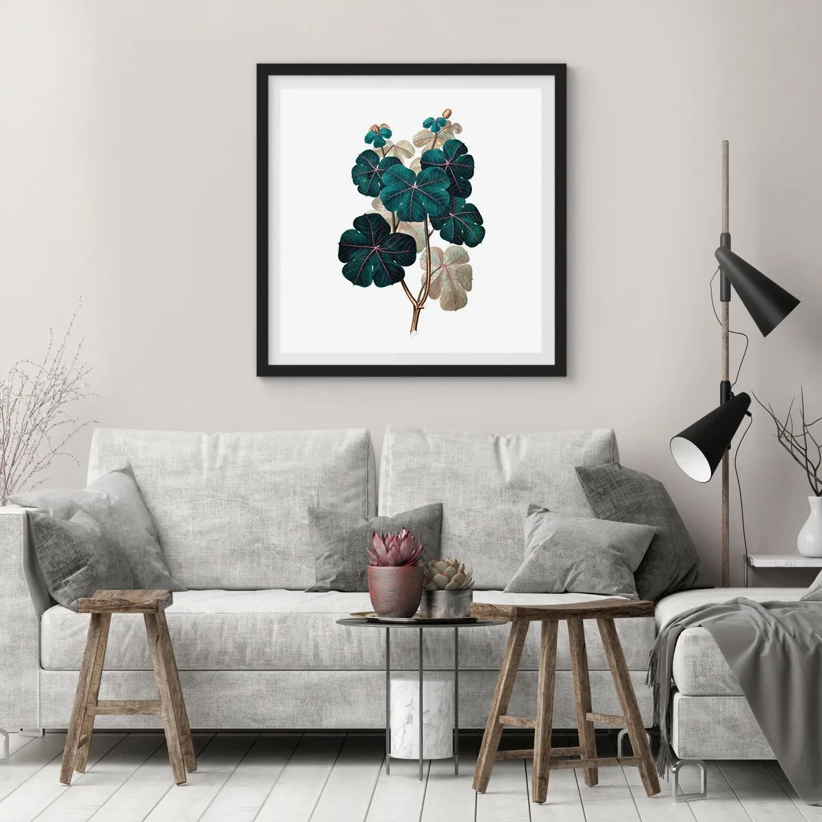 Plakat i sort ramme - Fra et gammelt herbarium - 40x40 cm