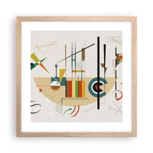 Plakat i ramme af lyst egetræ - Og verden griner - 40x40 cm