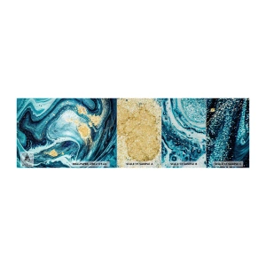 Prøve Fototapet Premium Sand - Blå boblebad - Abstraktion, Stykke, Moderne mønster - 100x30 cm