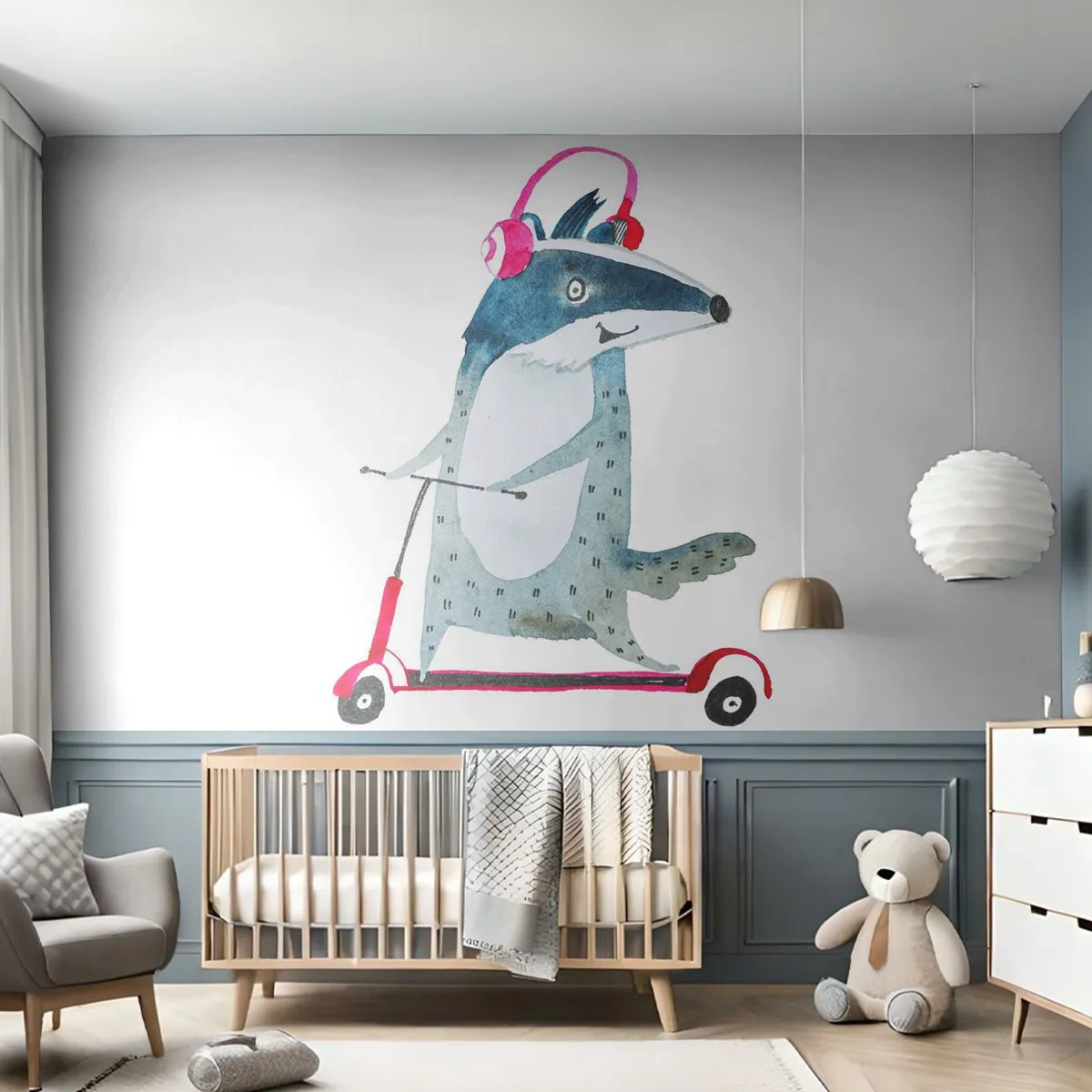 Fototapet Premium Sand - Grævlingens glæder - Børns, Scooter, Dyr - 100x70 cm