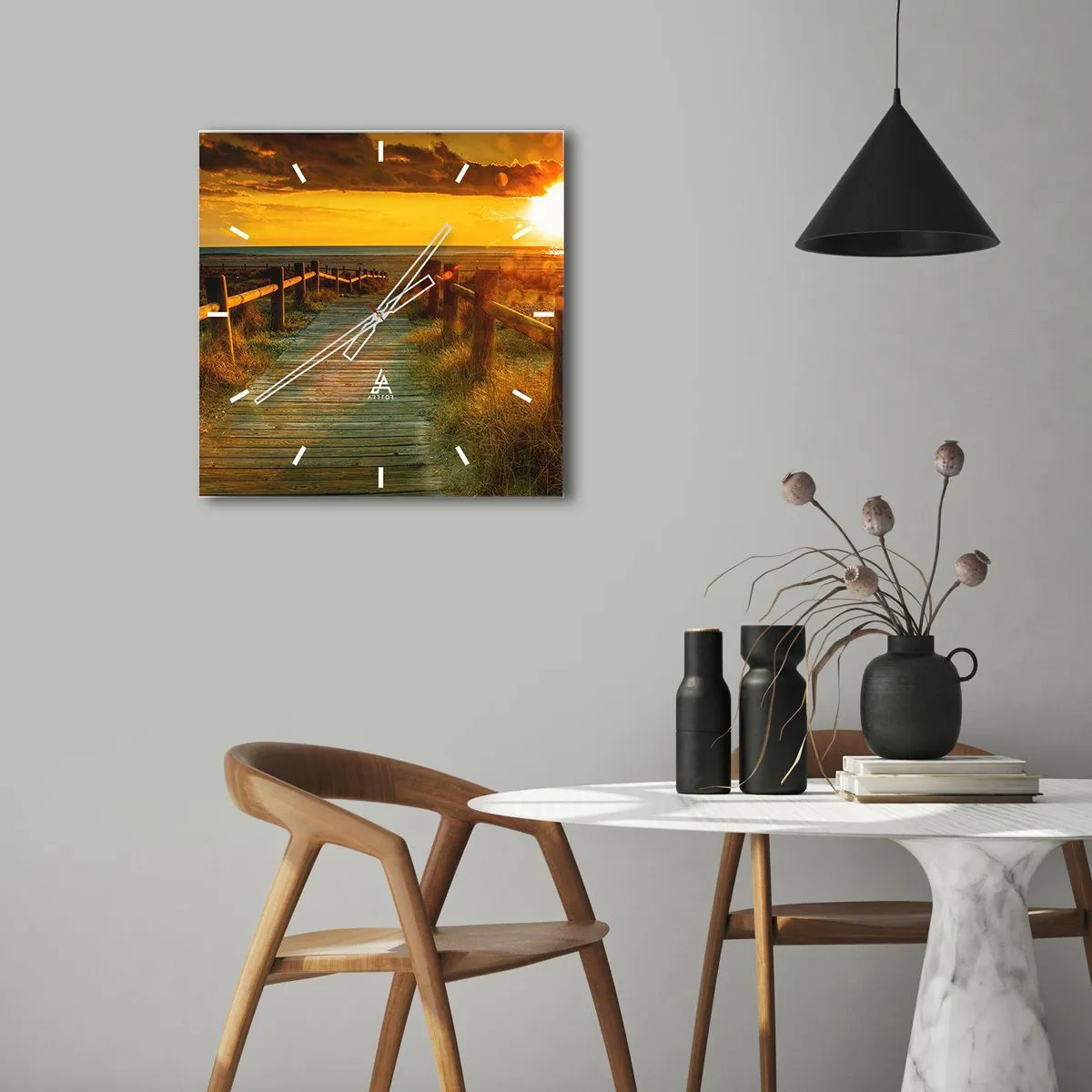 Vægur, Uret - Badet i gammelt guld - 40x40 cm