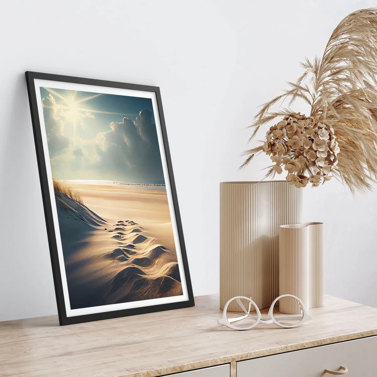 Plakat i sort ramme - Beroligende landskab - 40x50 cm