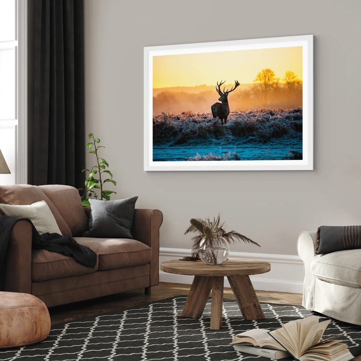 Plakat i hvid ramme - Kronet på sine godser - 100x70 cm