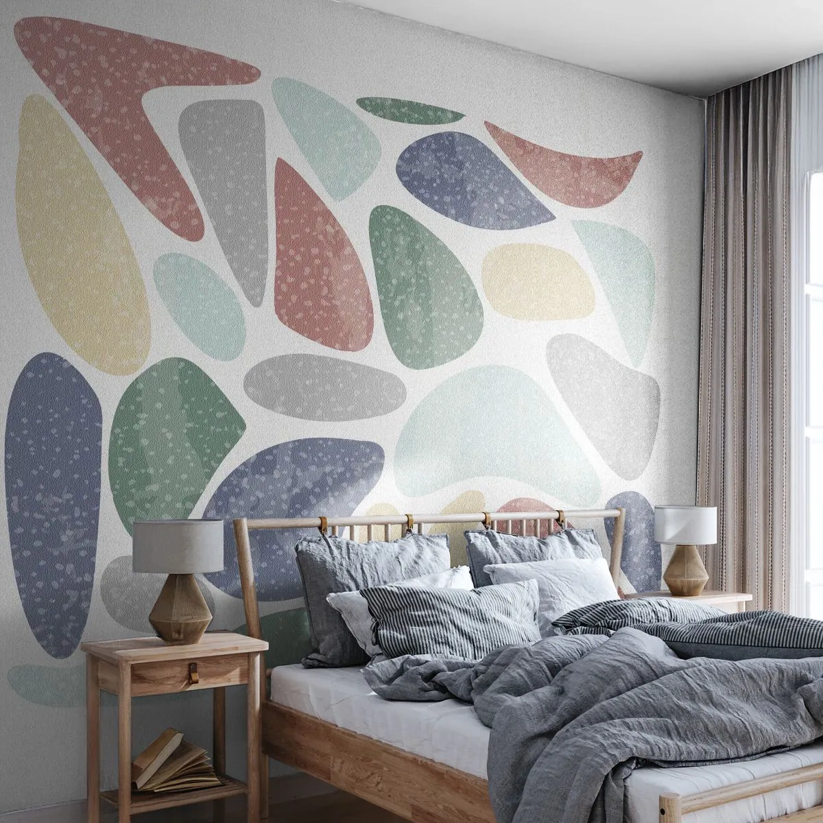 Fototapet Selvklæbende Deluxe Sticker - Mosaik af pulveriserede farver - Minimalisme, Pastel, Boho - 500x350 cm