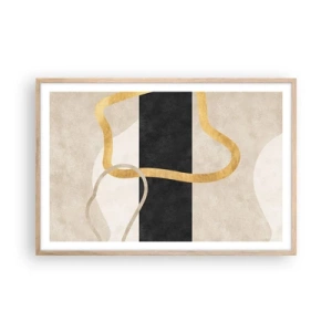 Plakat i ramme af lyst egetræ - Sløjfeformede former - 91x61 cm