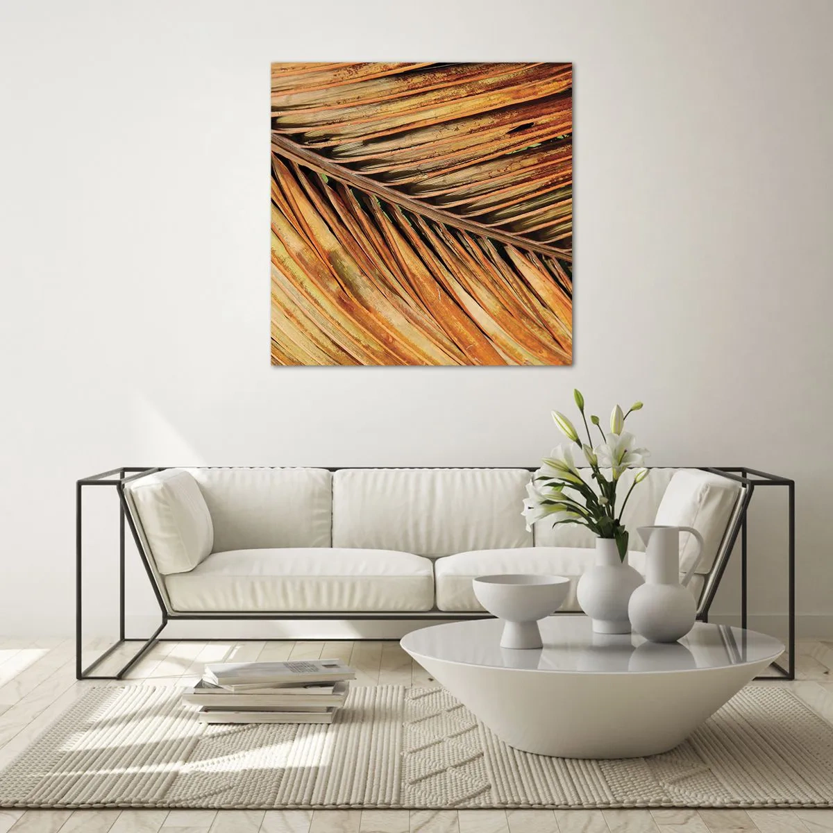 Billede på glas - Kokosnød guld - 40x40 cm
