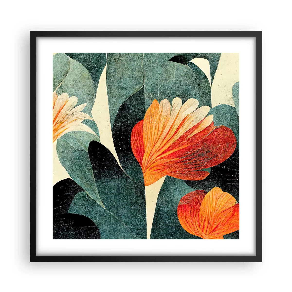 Plakat i sort ramme - Varmen fra troperne og køligheden fra det grønne - 50x50 cm