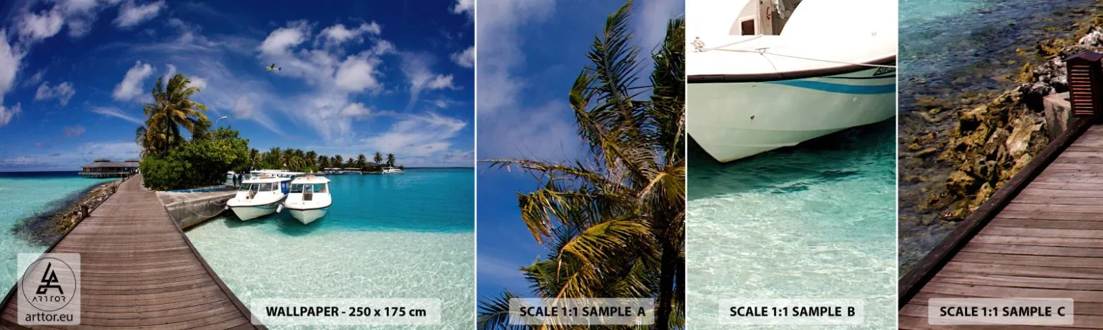 Fototapet Prøve Standard Eco - Og dog findes paradiset - Landskab, Paradis, Hav - 100x30 cm