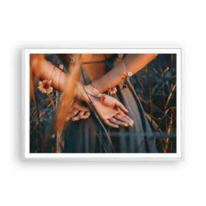 Plakat i hvid ramme - Forbundet med naturen - 100x70 cm