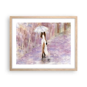 Plakat i ramme af lyst egetræ - I den syrenrøde regn - 50x40 cm