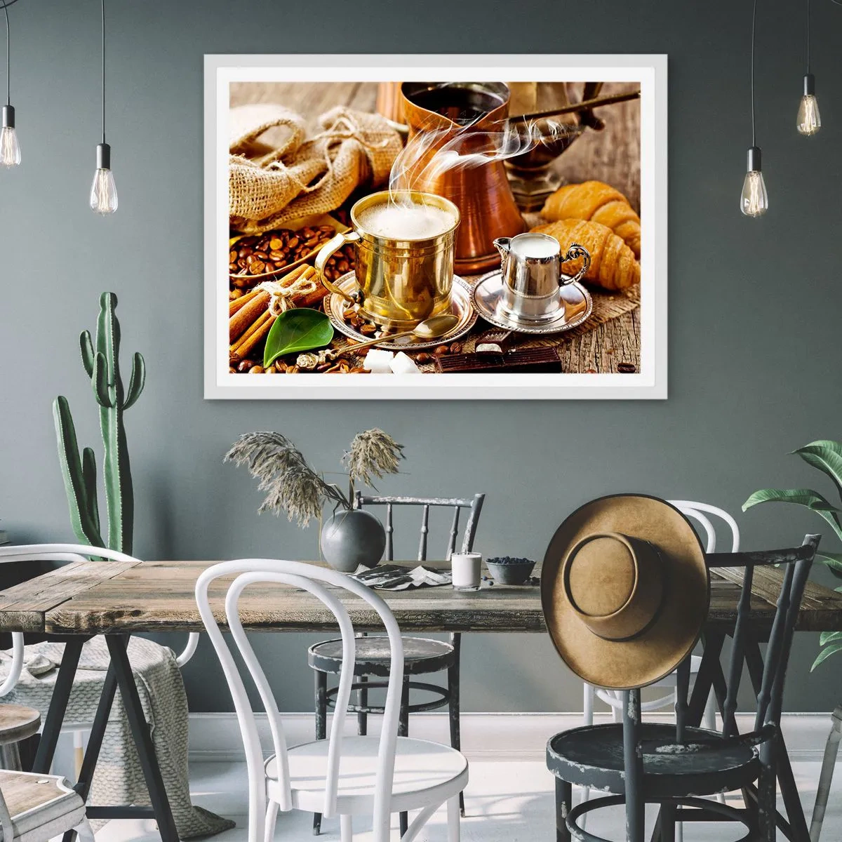 Plakat i hvid ramme - Hav en dejlig dag! - 100x70 cm