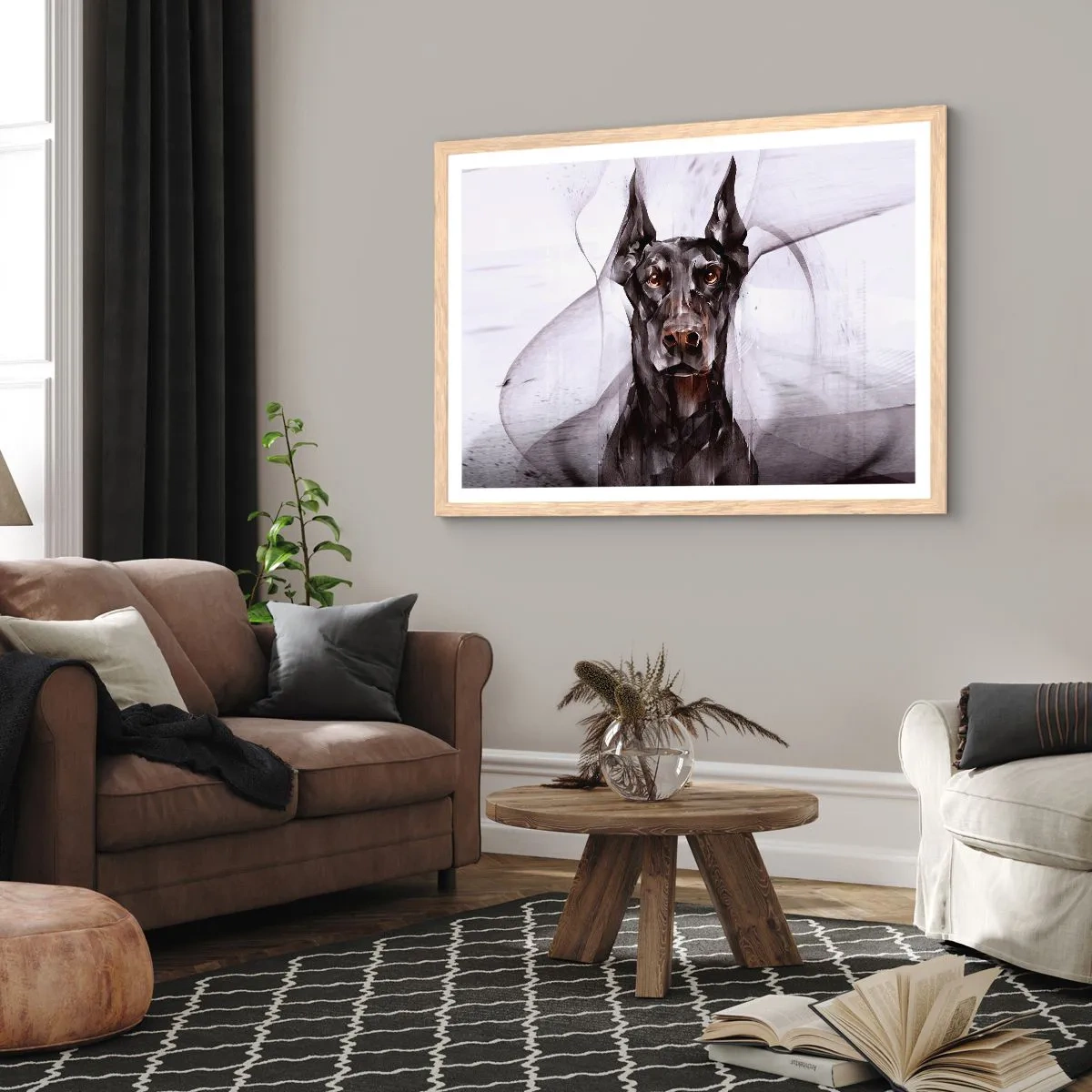 Plakat i ramme af lyst egetræ - Nobelt født - 70x50 cm