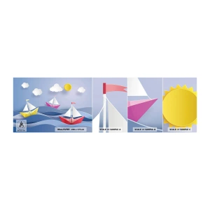 Prøve Fototapet Selvklæbende Deluxe Sticker - Ah, hvor dejligt at svinge sig mellem bølgerne - For børn, Nautisk, Łódź - 100x30 cm