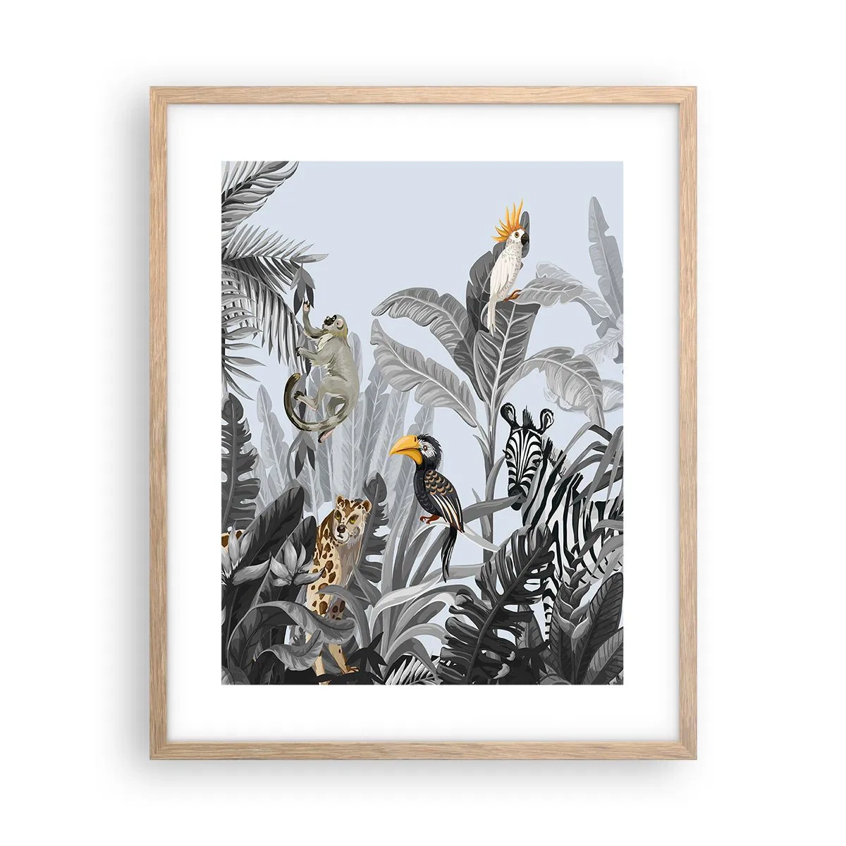 Plakat i ramme af lyst egetræ - En afrikansk fabel - 40x50 cm