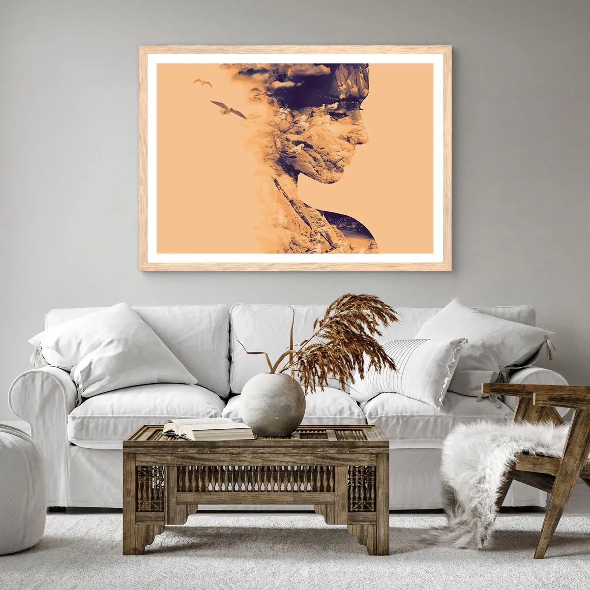 Plakat i ramme af lyst egetræ - Smuk af natur - 100x70 cm