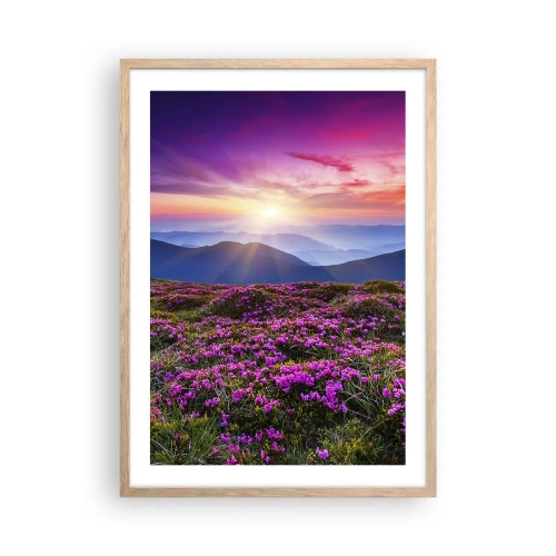 Plakat i ramme af lyst egetræ - Urter duftede friske bundter fra niw - 50x70 cm