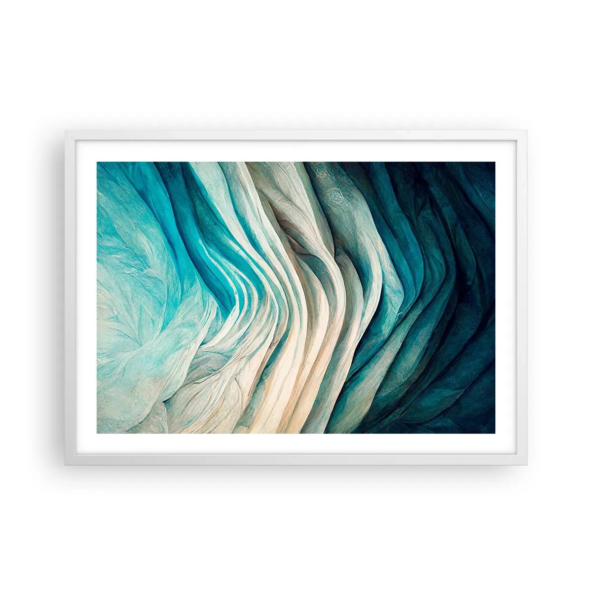 Plakat i hvid ramme - Blå umættelighed - 70x50 cm