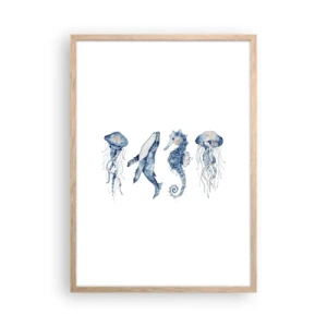 Plakat i ramme af lyst egetræ - Havets vidundere - 50x70 cm