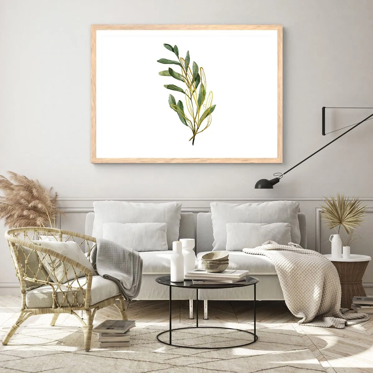 Plakat i ramme af lyst egetræ - Alt, hvad der er godt - 100x70 cm