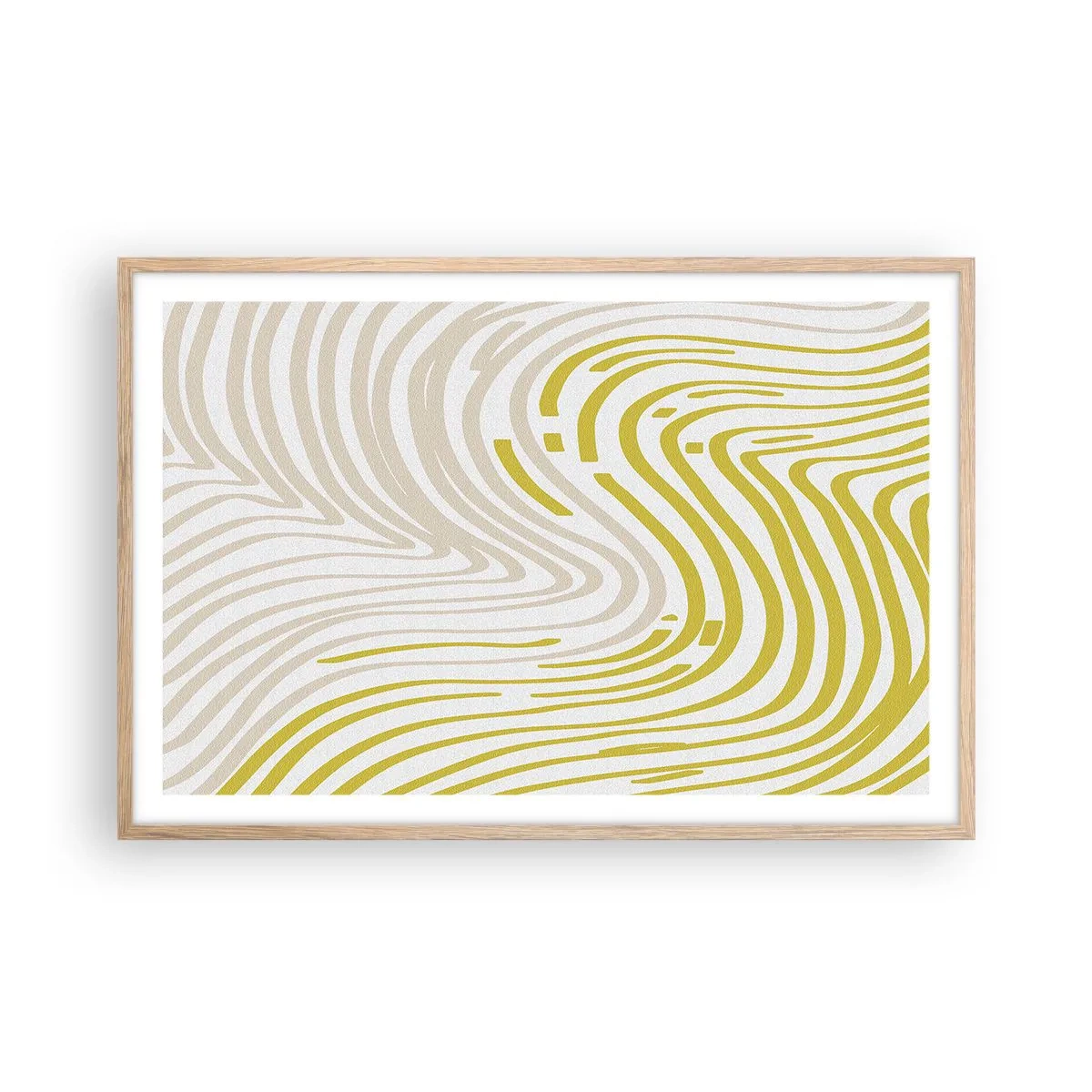 Plakat i ramme af lyst egetræ - Komposition med et blidt sving - 91x61 cm