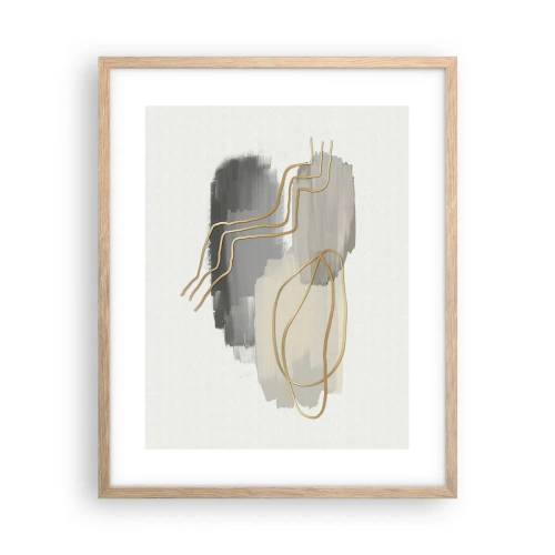 Plakat i ramme af lyst egetræ - Vedholdenhed og bevægelse - 40x50 cm