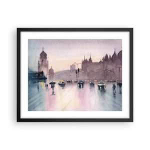 Plakat i sort ramme - I en regnfuld tåge - 50x40 cm