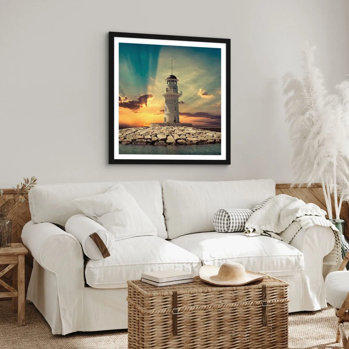 Plakat i sort ramme - Lys - Godhed - Skønhed - 50x50 cm