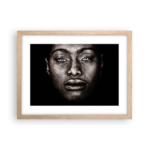 Plakat i ramme af lyst egetræ - Én tåre - 40x30 cm