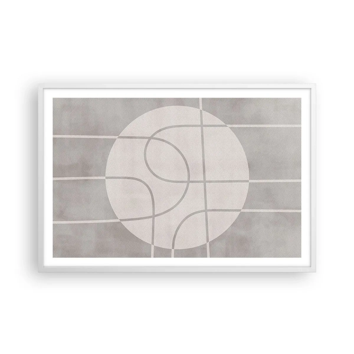 Plakat i hvid ramme - Cirkulær og lige frem - 91x61 cm