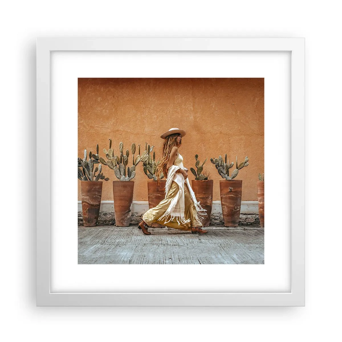 Plakat i hvid ramme - I en hippieagtig stil - 30x30 cm