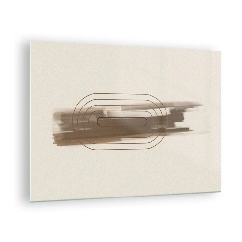 Billede på glas - Abstraktion i brune nuancer med et minimalistisk mønster - 70x50cm - Et pust af gråvejr - Moderne vægdekoration til stue og soveværelse ARTTOR