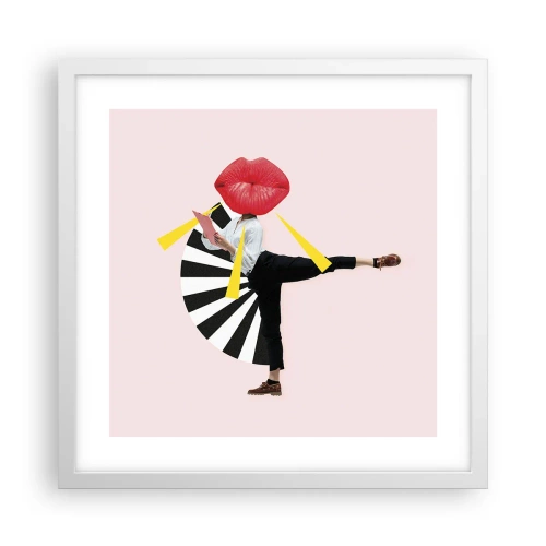 Plakat i hvid ramme - Surrealistisk popkunst - 40x40 cm