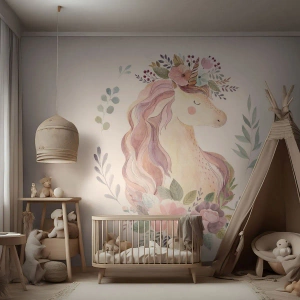 Fototapet på mål Premium Canvas - En invitation til eventyrets verden - enhjørning, Girly, For børn
