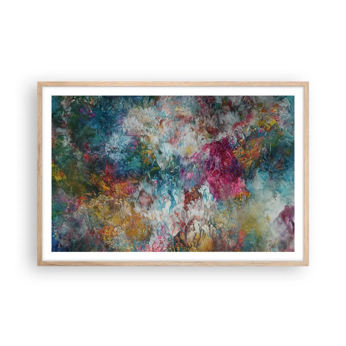 Plakat i ramme af lyst egetræ - I fuldt flor - 91x61 cm