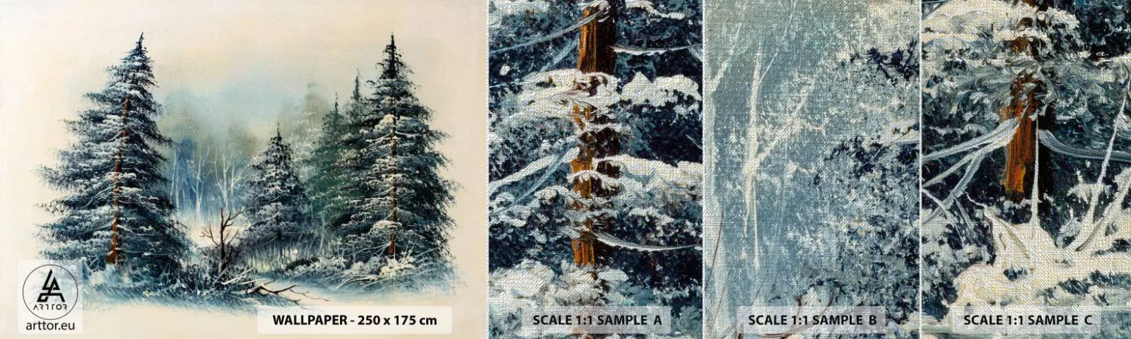 Prøve Fototapet Premium Canvas - Klar til jul - Landskab, Skov, Natur - 100x30 cm