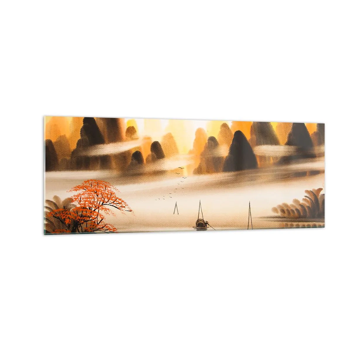 Billede på glas - Længere væk end det fjerne Østen - 140x50 cm