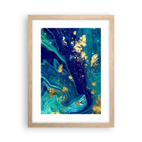 Plakat i ramme af lyst egetræ - Solblade - 30x40 cm