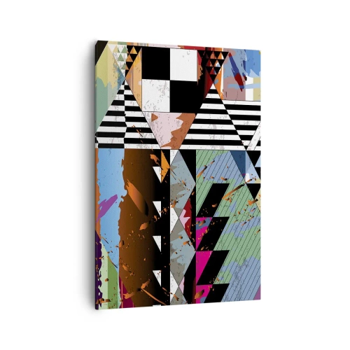 Lærredstryk - Billede på lærred - Geometrisk og organisk - 70x100 cm