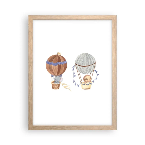 Plakat i ramme af lyst egetræ - Venner på farten - 30x40 cm