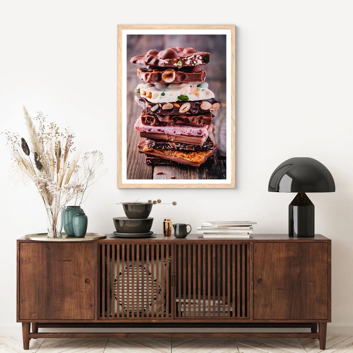 Plakat i ramme af lyst egetræ - Dejligt perspektiv - 70x100 cm