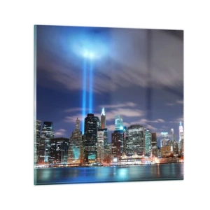 Billede på glas - Ræk mod himlen med lys - 40x40 cm