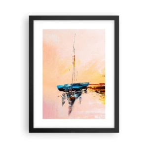 Plakat i sort ramme - En aften i havnen - 30x40 cm