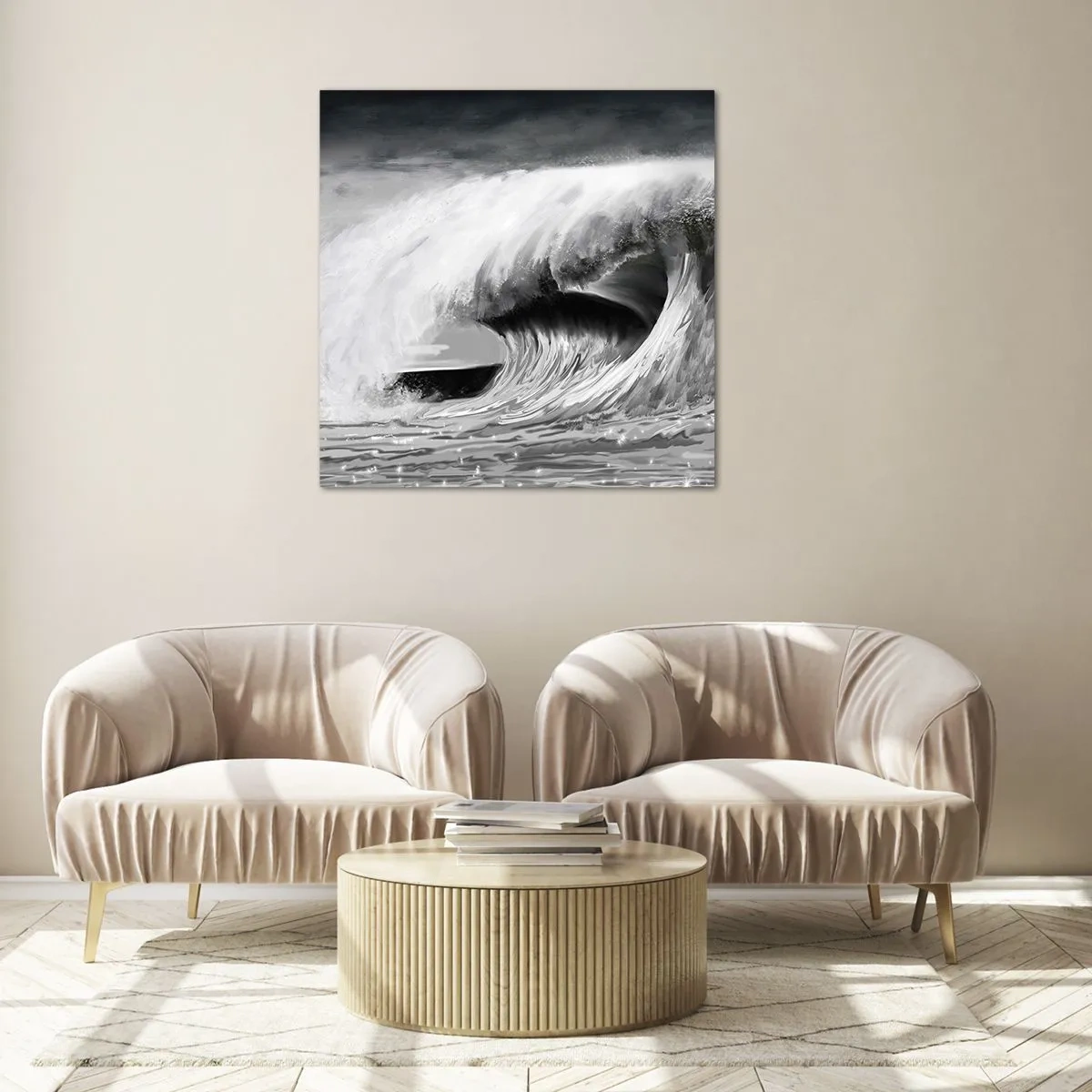 Billede på glas - Havets vrede - 60x60 cm