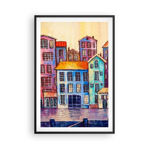 Plakat i sort ramme - En by som et eventyr - 61x91 cm
