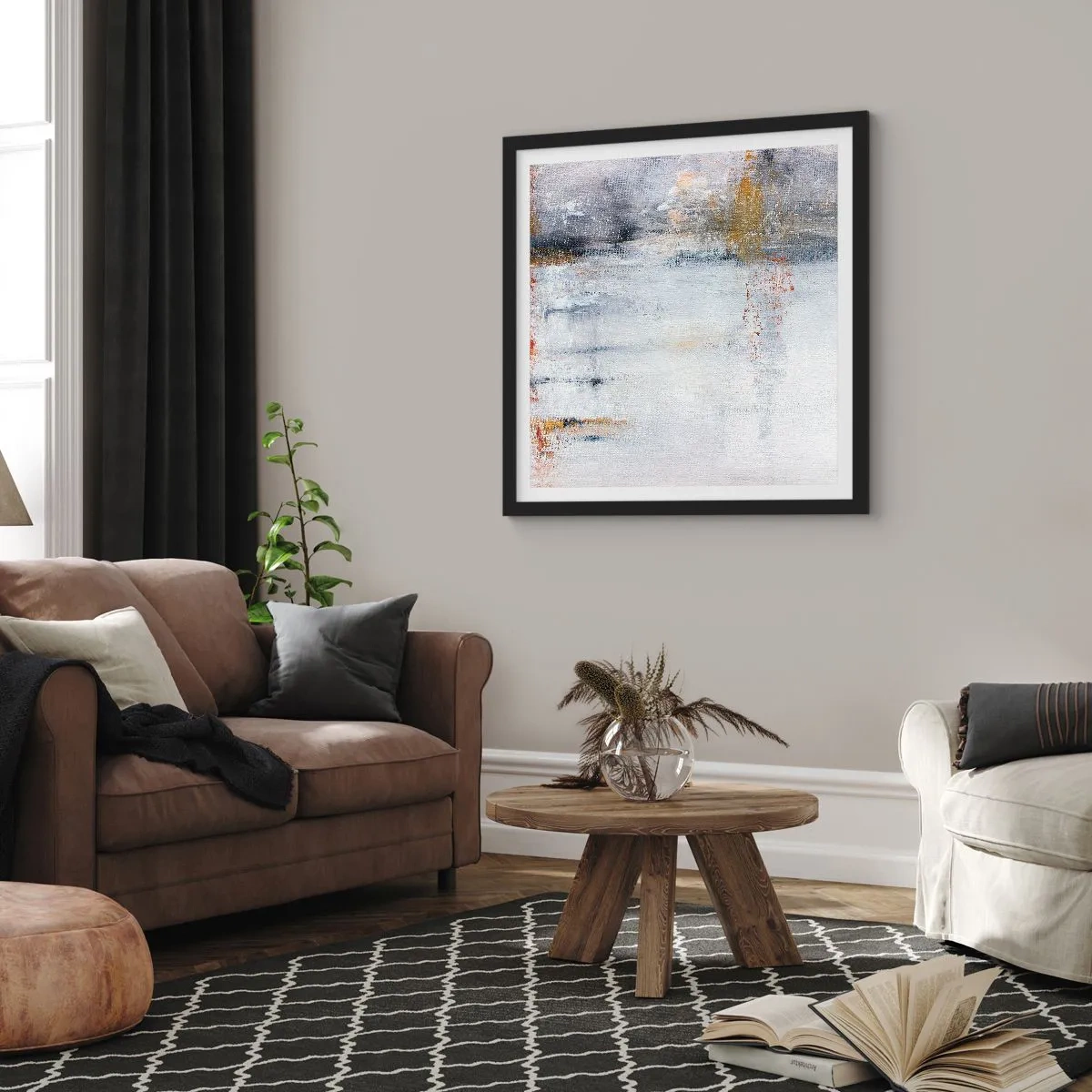 Plakat i sort ramme - Bag lufttæppet - 60x60 cm